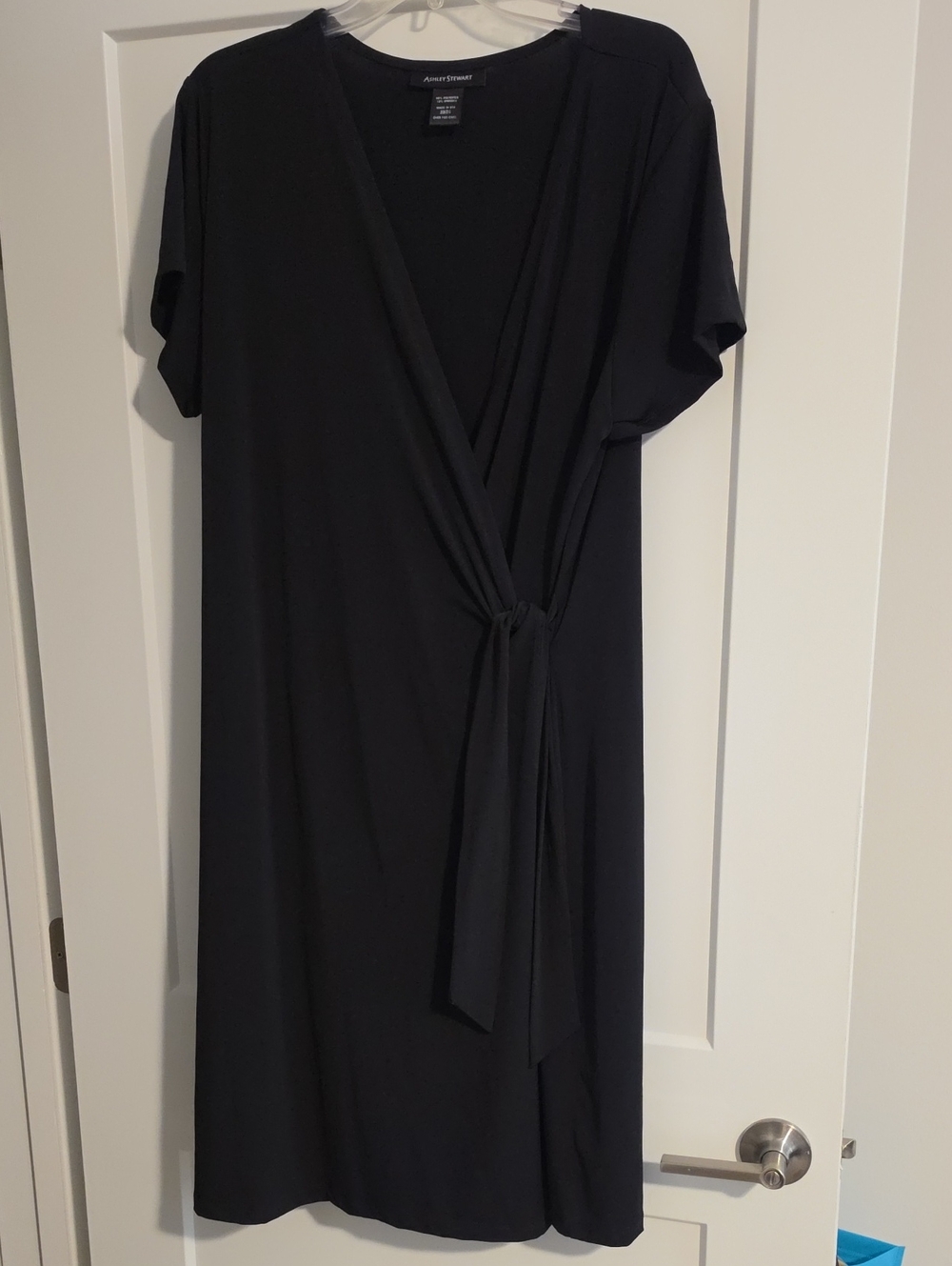 Ashley Stewart Black Wrap-Front Robe Dress
